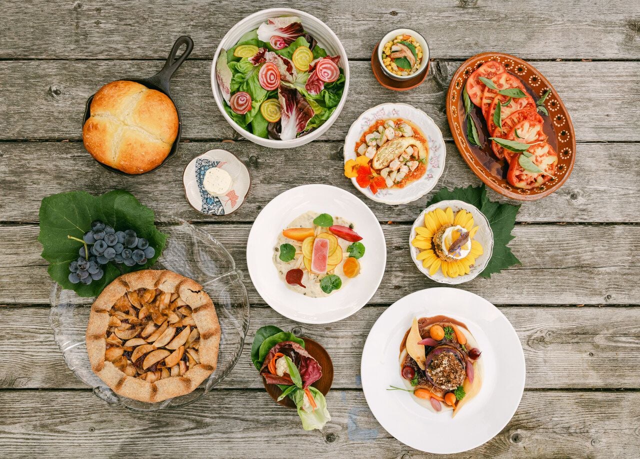 A spread of dishes at Littlejohn Farm