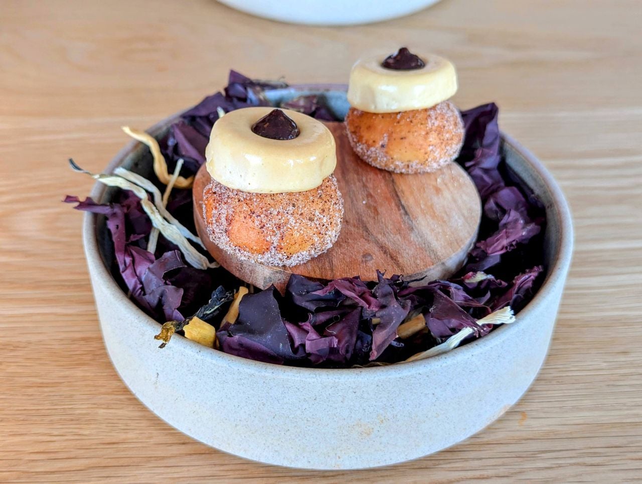 The foie gras–topped "beaver tails" at Lore Restaurant