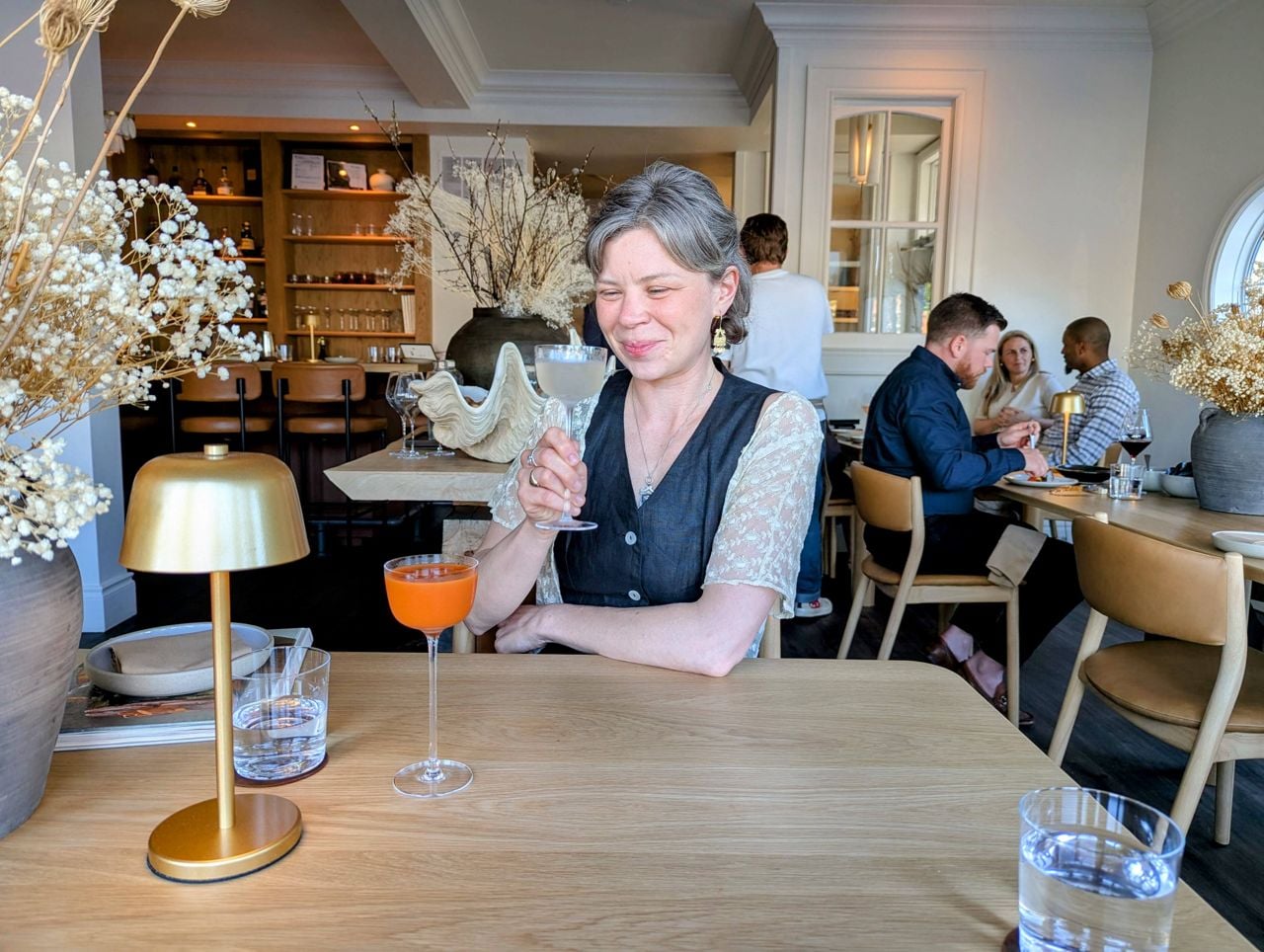 Maddie Calvert-Tarlo with a martini at Lore Restaurant