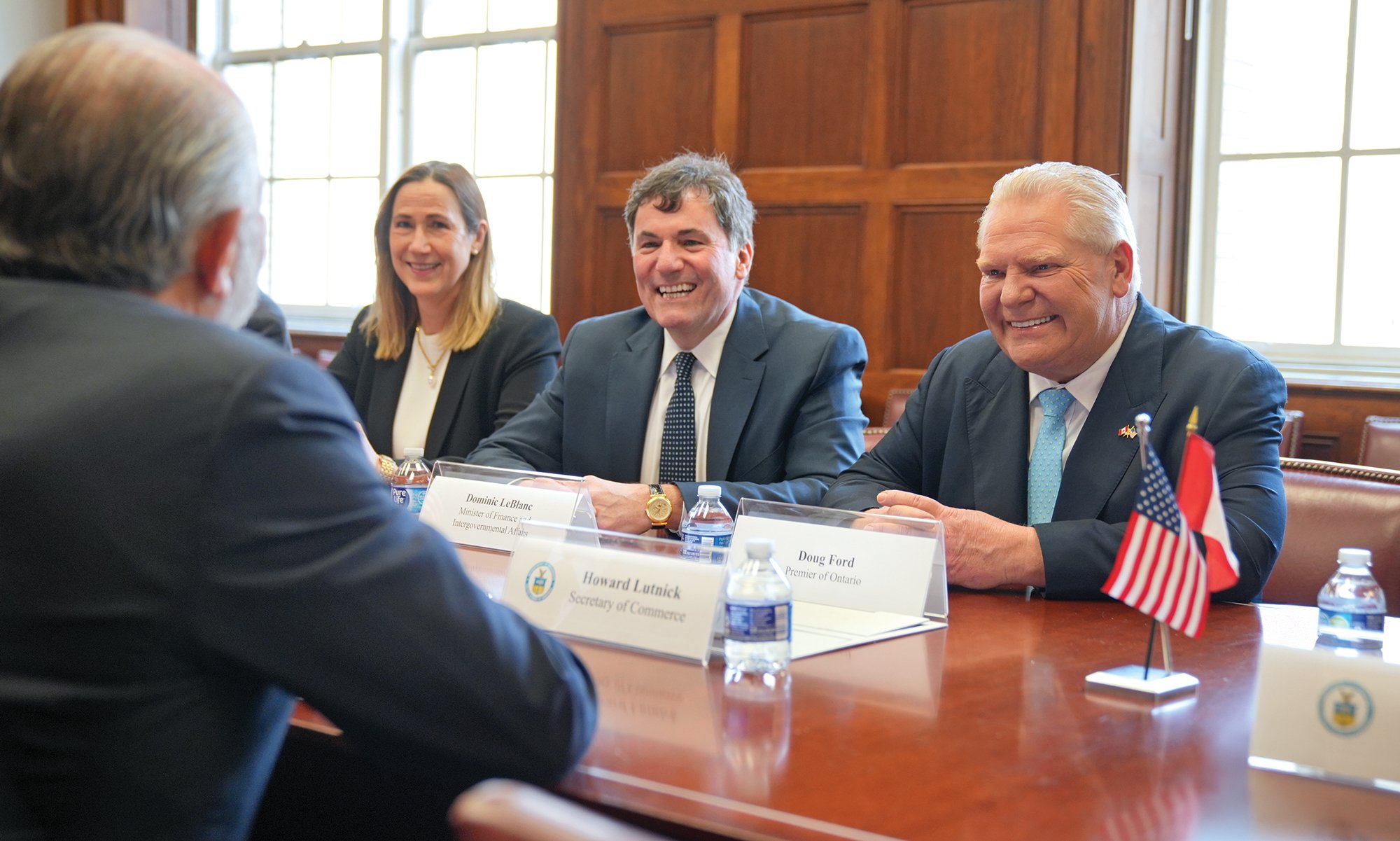 Canadian ambassador Kirsten Hillman and federal minister Dominic LeBlanc joined Ford to talk tariffs with Howard Lutnick in March.