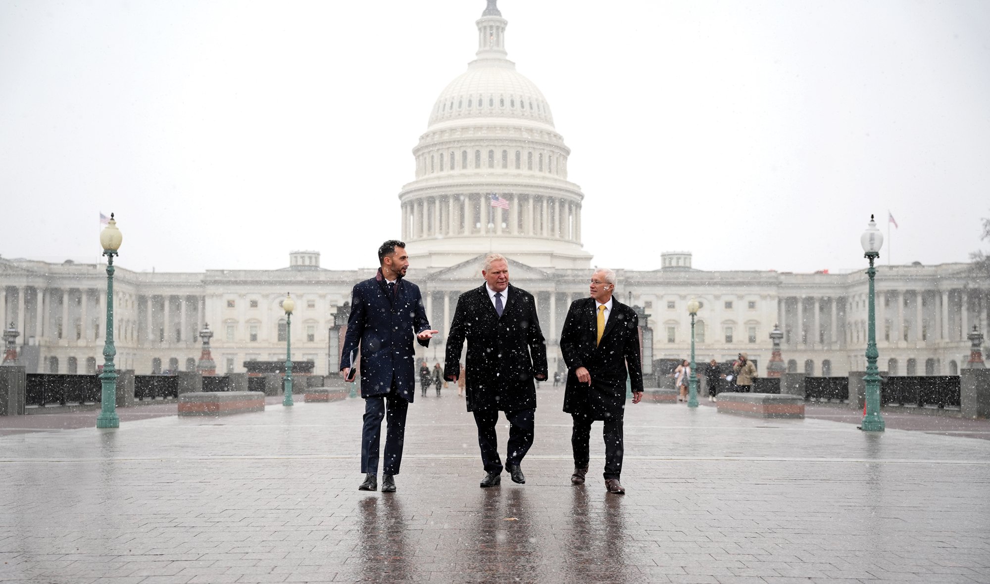 Conservative MPPs Stephen Lecce and Vic Fedeli joined Ford stateside this past February.