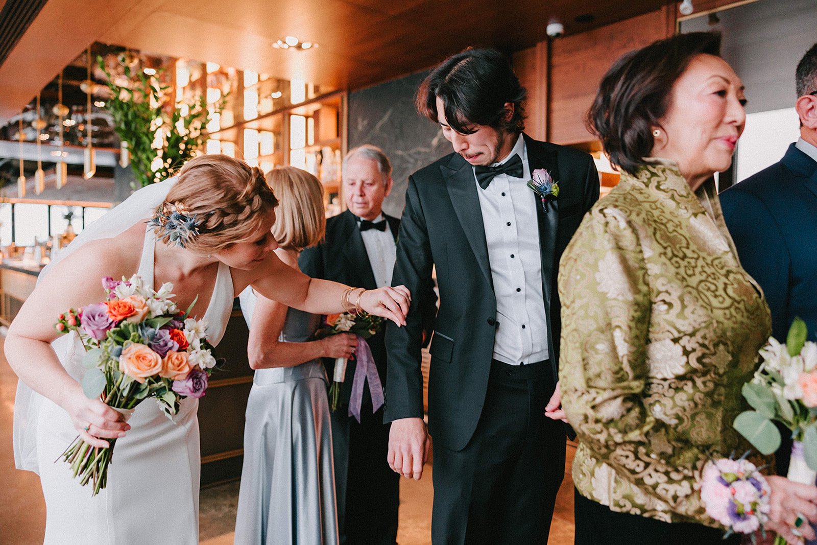 Caroline and Mauricio before walking into their wedding ceremony