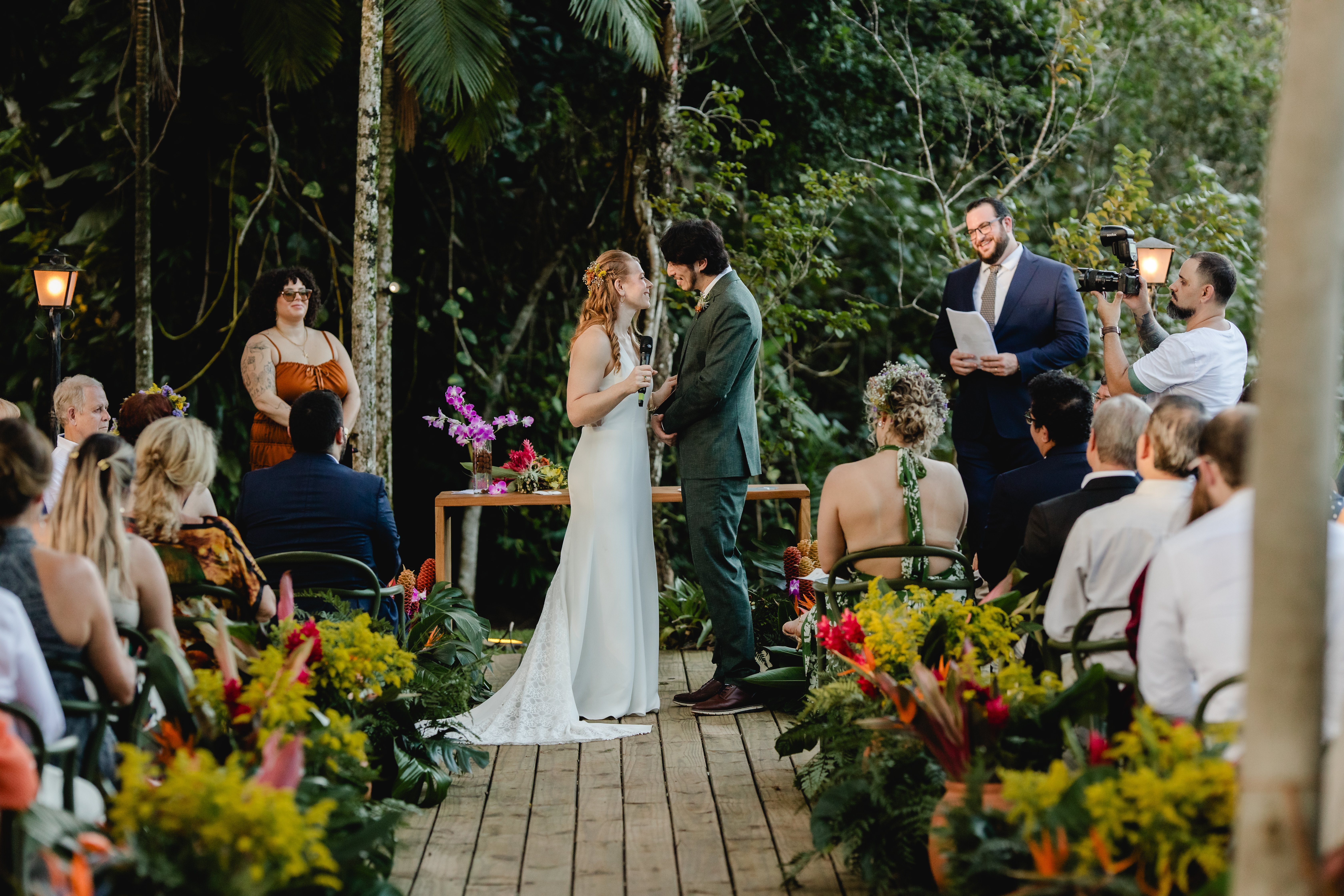 Caroline and Mauricio standing at the altar at their wedding