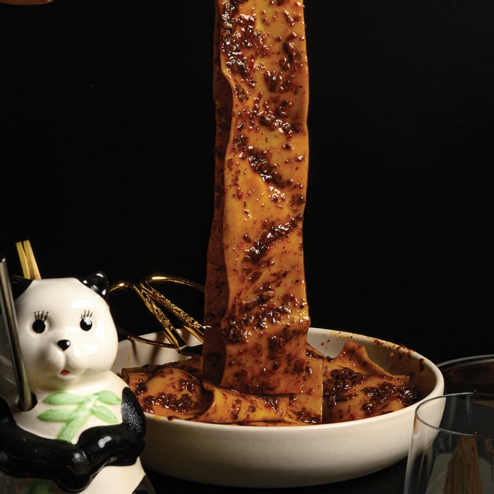 134. The four-foot-long belt noodle at Mimi Chinese