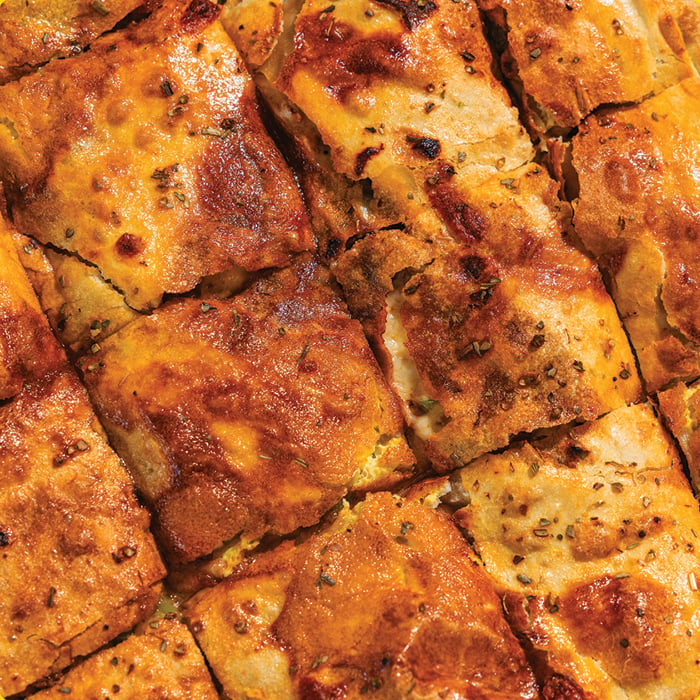 12. Spicy soujouk feteer mahshey (Egyptian stuffed pizza) from Adel’s Fatatre