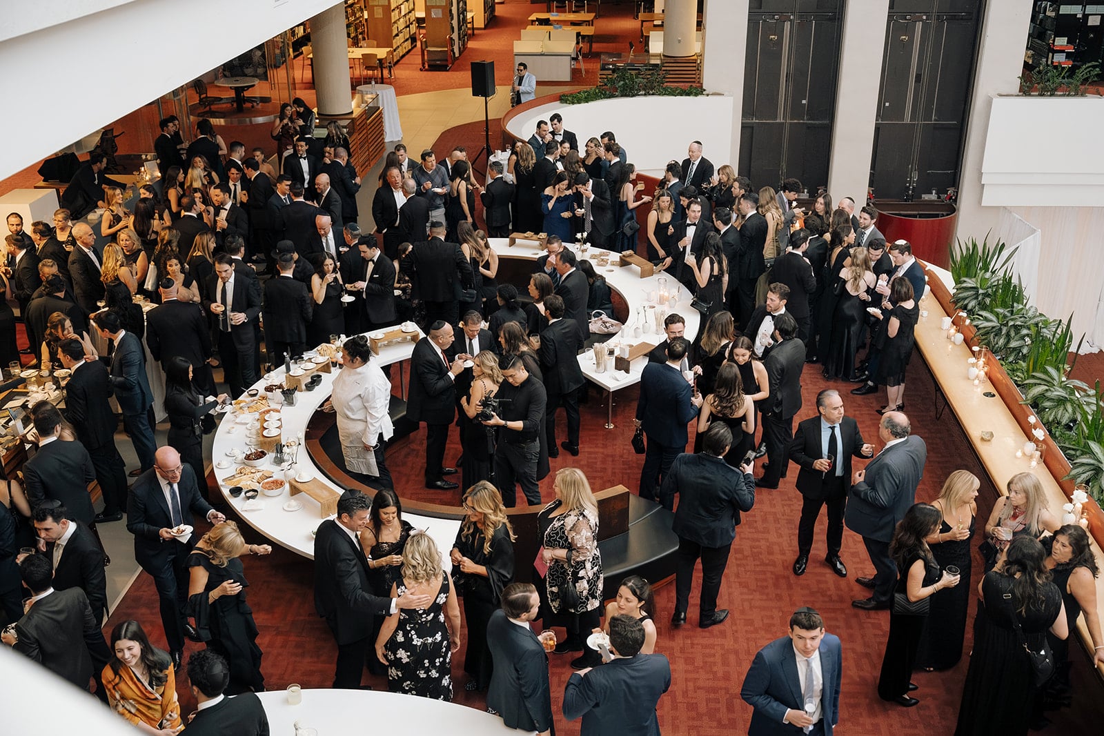 Aerial view of guests mingling