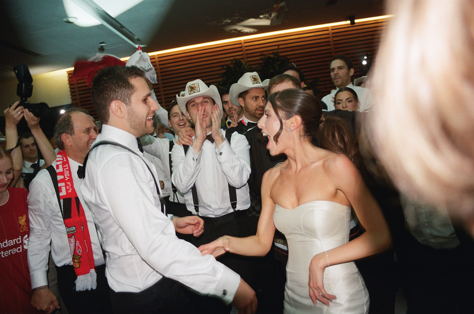 Bride and groom dancing