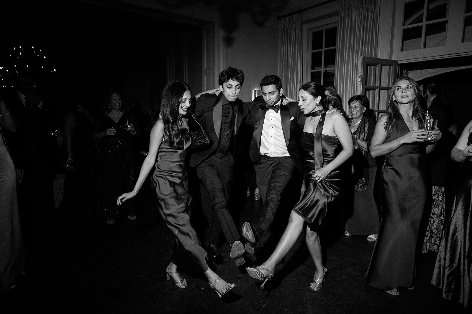 Wedding guests dancing